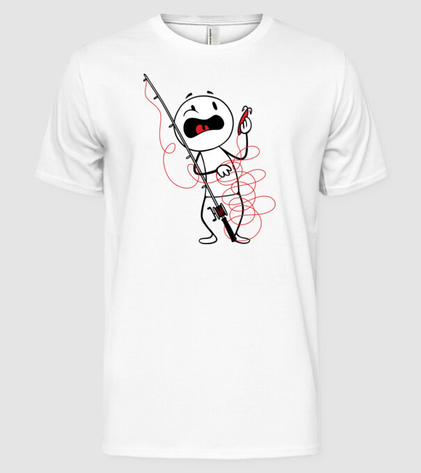Încurcătură pescar model alb pe tricou