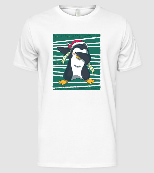 Pinguin DAB Crăciun model alb pe tricou