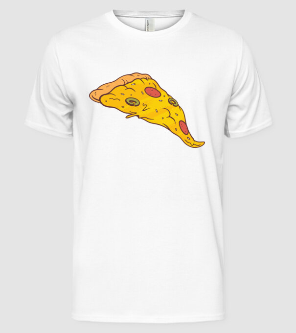 Felie de pizza Cuplu model alb pe tricou