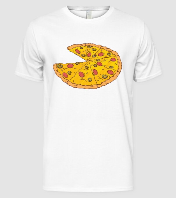 Felii de pizza Cuplu model alb pe tricou
