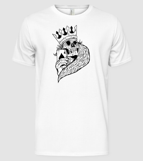 Craniu Poker model alb pe tricou