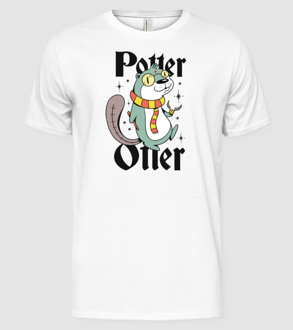 Potter Otter Vidra model alb pe tricou