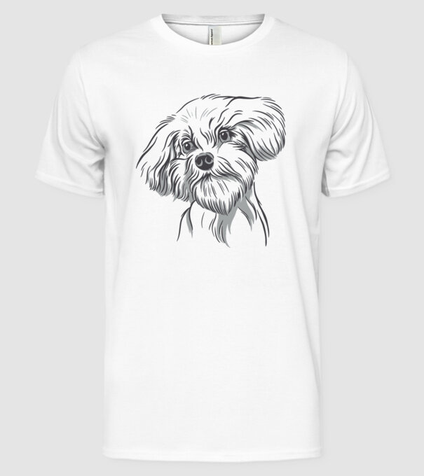 Câine Pudel model alb pe tricou