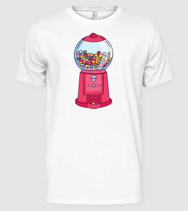 Automat Gumă de mestecat model alb pe tricou