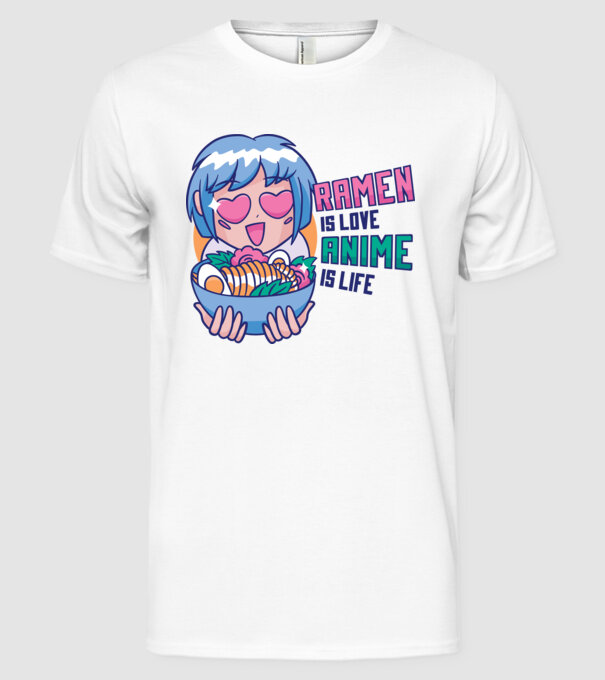 Ramen is Love Anime is Life model alb pe tricou