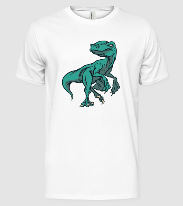 Dinozaur Raptor model alb pe tricou