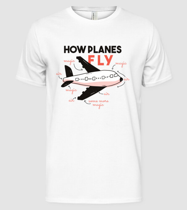 Descriere zbor model alb pe tricou