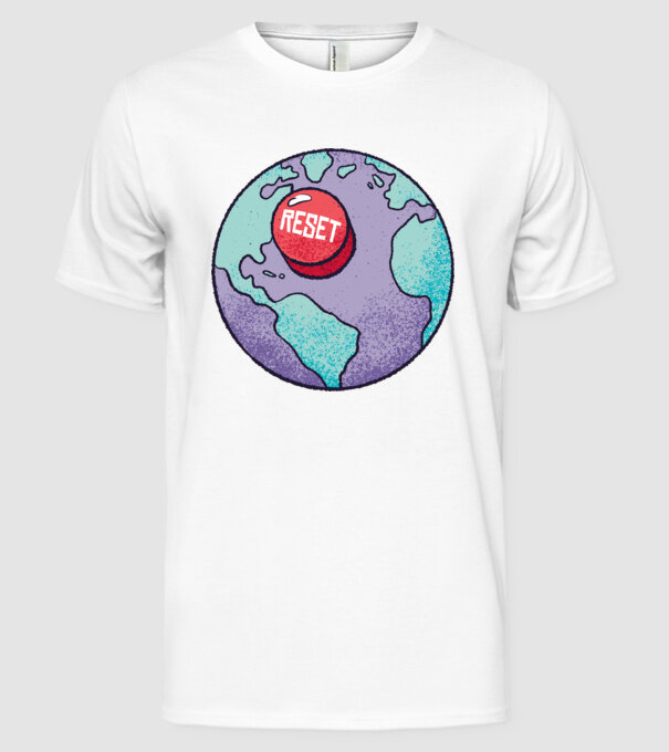 Reset Pământ model alb pe tricou