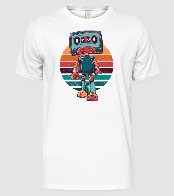 Robot Casetă retro model alb pe tricou