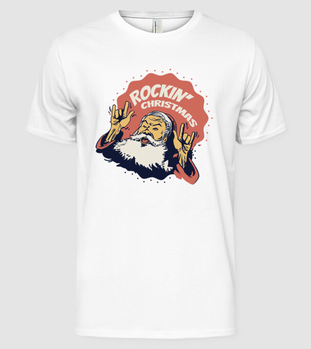 'Rockin'' Christmas Crăciun' model alb pe tricou