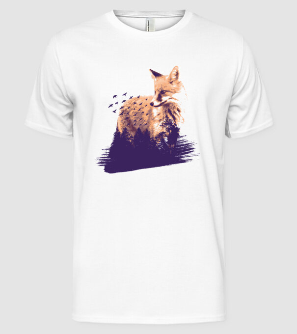 Vulpe Pădure model alb pe tricou