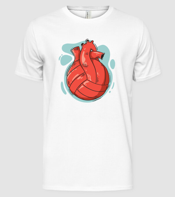 Inimă volei model alb pe tricou