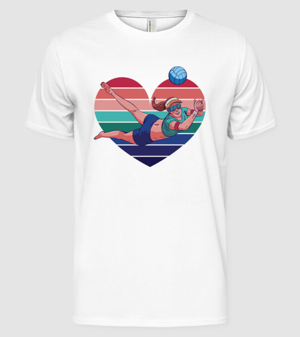 voleibalist retro model alb pe tricou