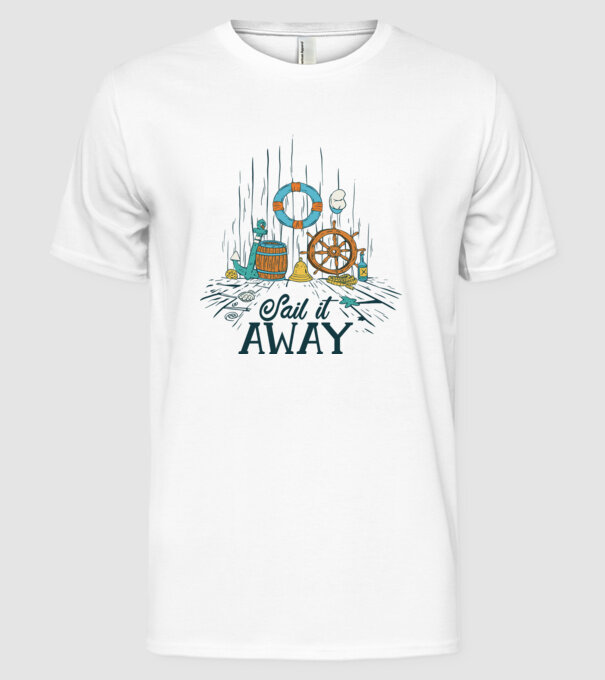 Sail it away model alb pe tricou