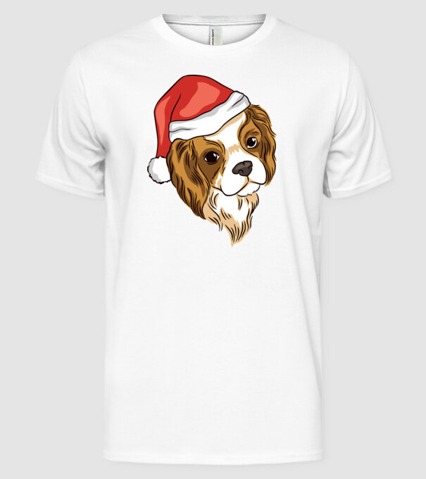 Santa Cocker Spaniel model alb pe tricou
