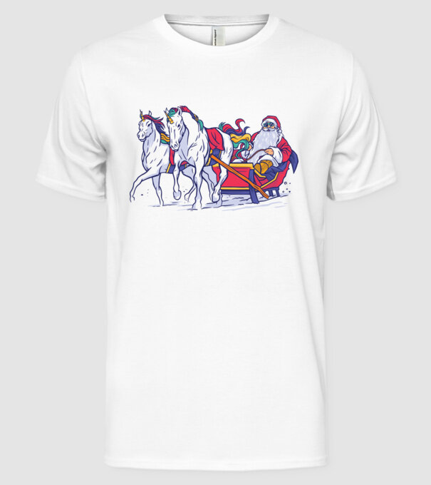 Santa Unicorn Moș Crăciun model alb pe tricou