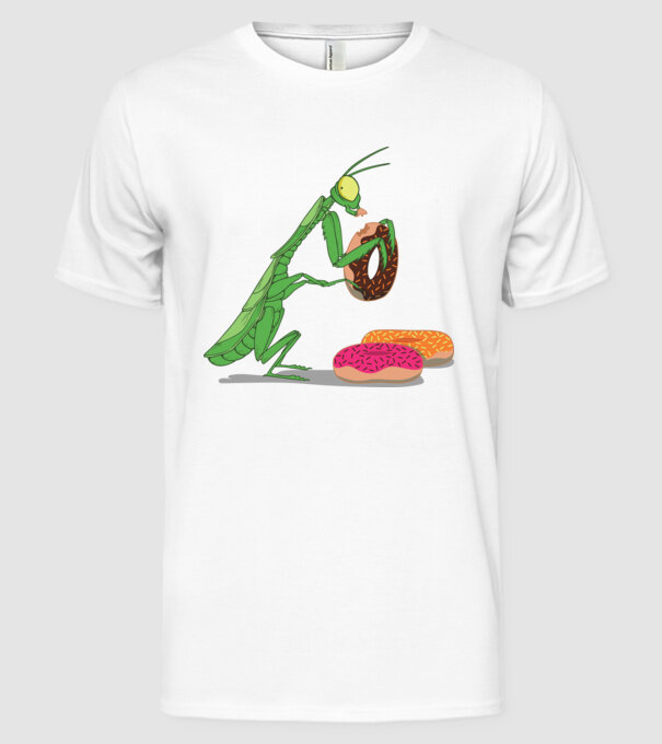 Lăcustă cu gogoașă model alb pe tricou