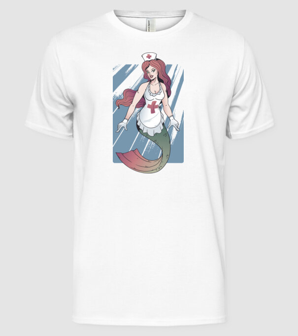 Infirmieră sirenă model alb pe tricou