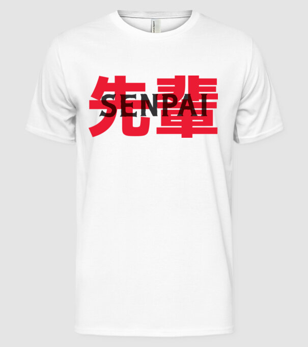 Senpai model alb pe tricou