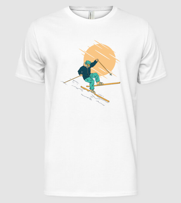 Căzătură schior model alb pe tricou