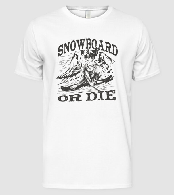 Maimuță Snowboarder model alb pe tricou