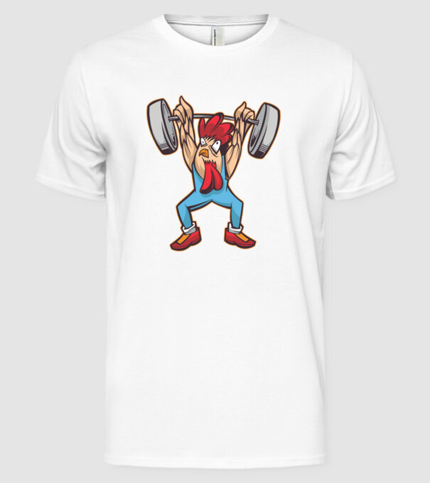 Pui Halterofil model alb pe tricou