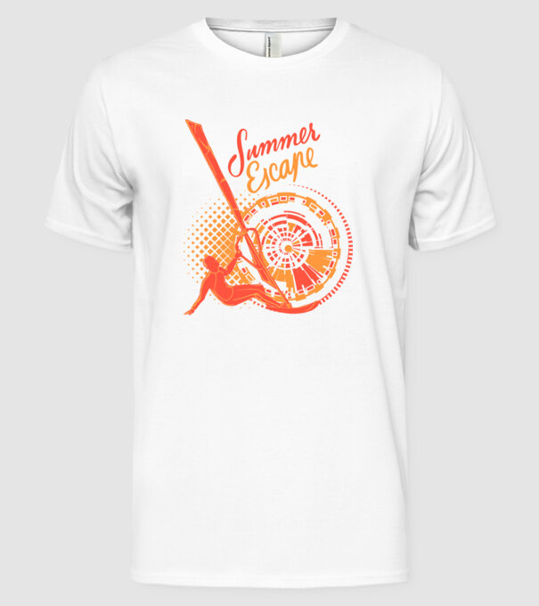Summer Escape Surf model alb pe tricou