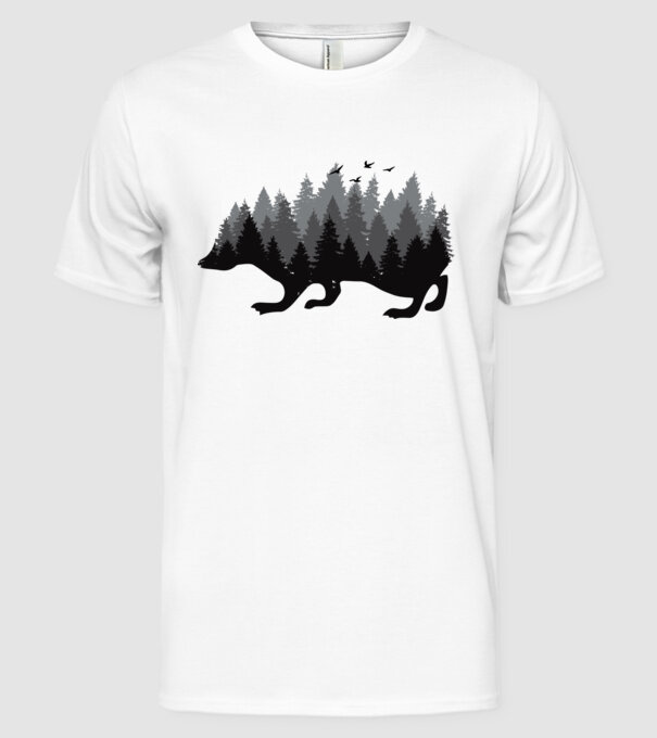 Siluetă Arici model alb pe tricou