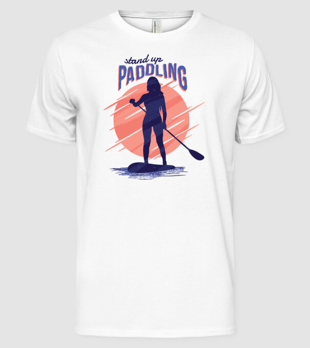 Tricou SUP Stand Up Paddle model alb pe tricou