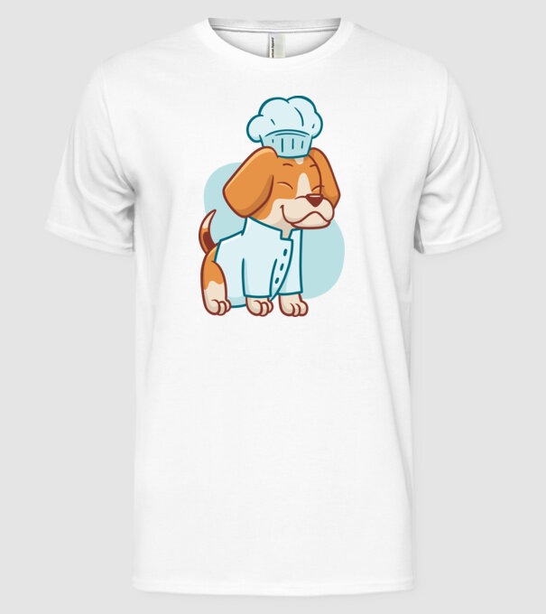 Beagle bucătar model alb pe tricou