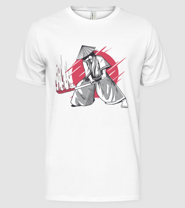 Sabie de samurai model alb pe tricou
