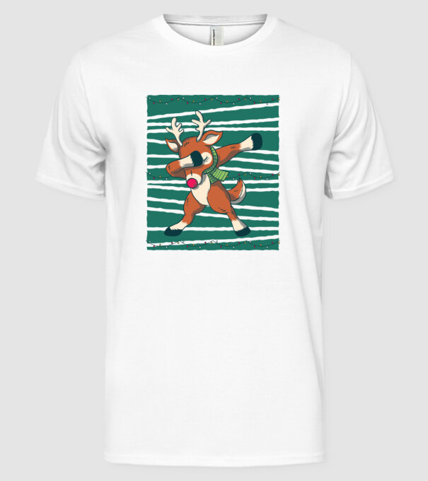 Ren DAB Crăciun model alb pe tricou