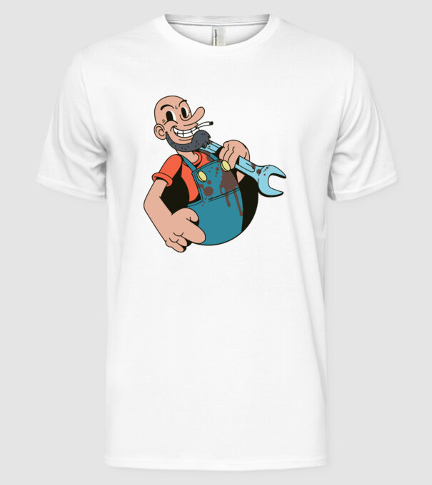 Instalator model alb pe tricou