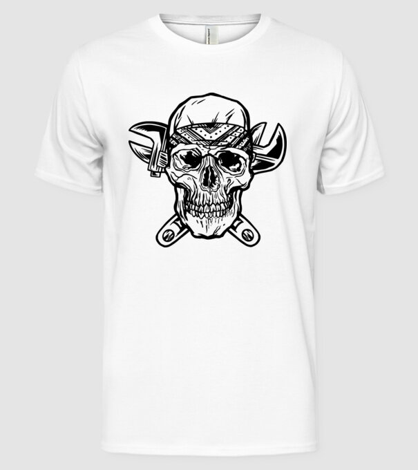 Craniu Instalator model alb pe tricou