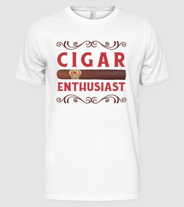 Pasionat de trabucuri model alb pe tricou