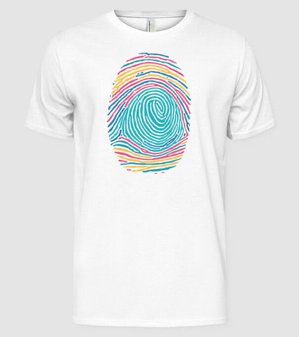 Amprentă curcubeu model alb pe tricou