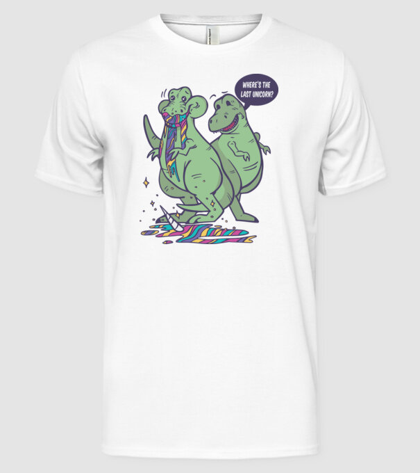 T-rex a mâncat unicornul model alb pe tricou