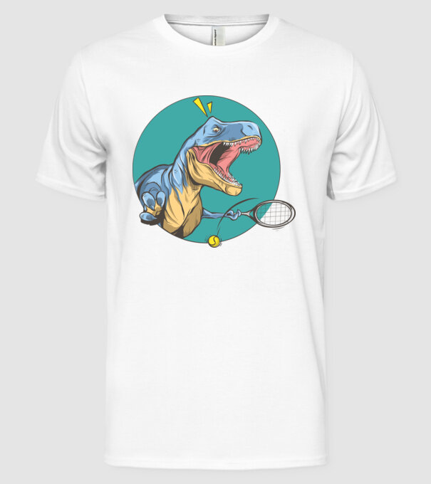 Dinozaur T-rex Tenis model alb pe tricou