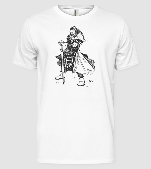 Cavaler Templier model alb pe tricou
