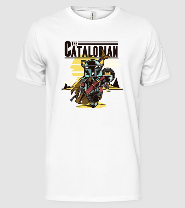 The Catalorian model alb pe tricou