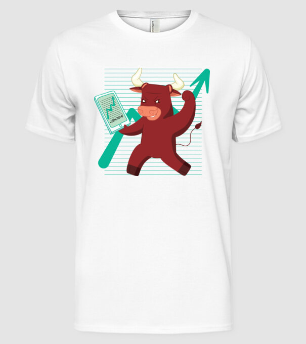 Taur Bursa de valori model alb pe tricou
