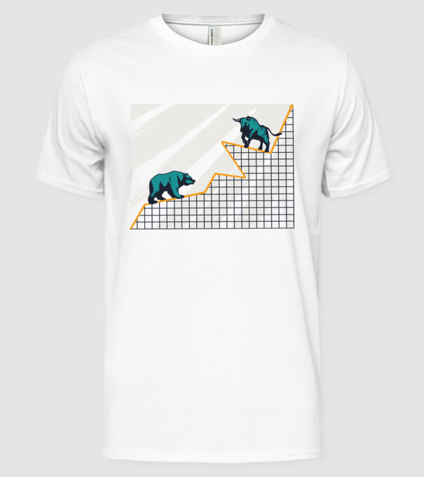 Bursa de Valori Taur vs Urs model alb pe tricou