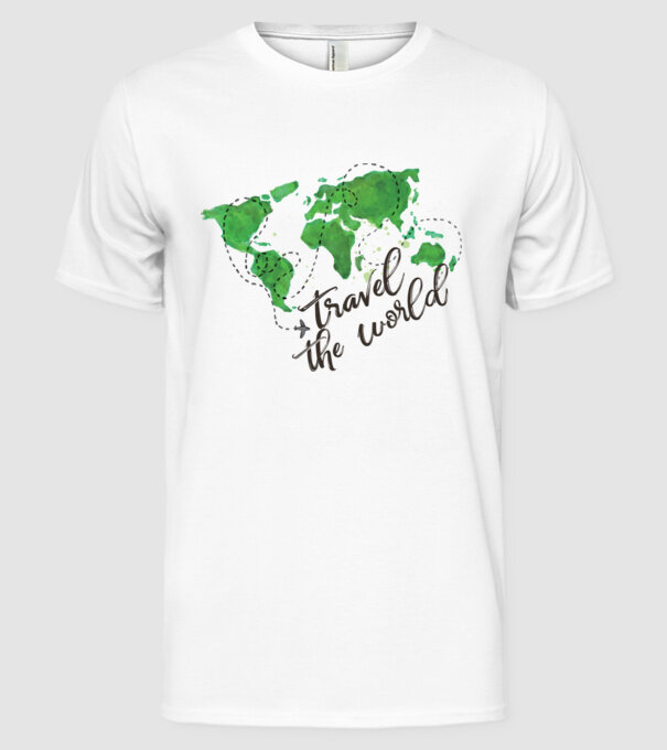 Travel the world model alb pe tricou