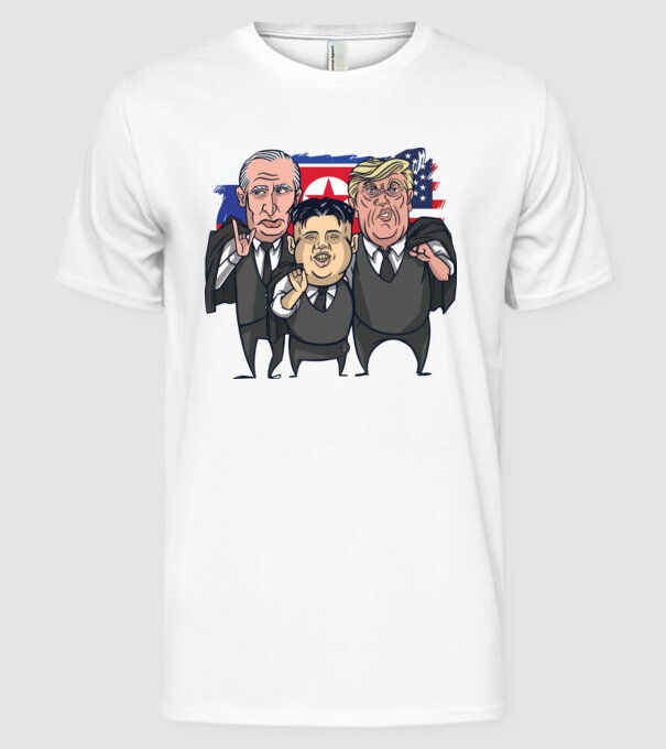 Trump, Putin, Kim - trei prieteni buni model alb pe tricou
