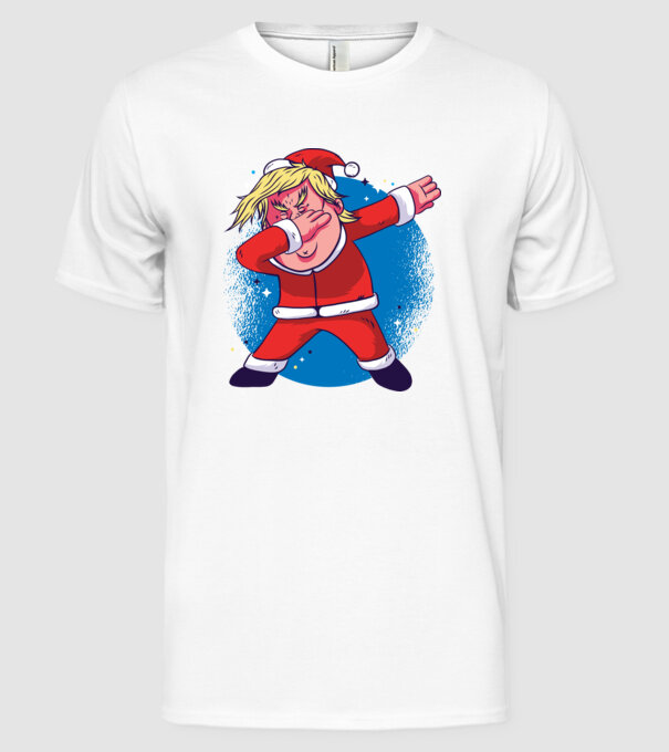 Trump Moș Crăciun dans DAB model alb pe tricou