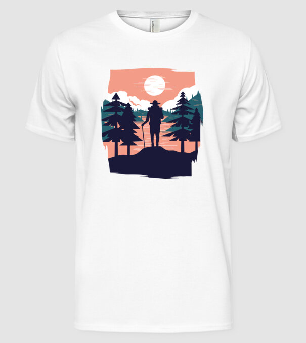 Drumeție model alb pe tricou