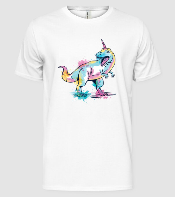 Unicornsaurus - Dinozaur Unicorn model alb pe tricou