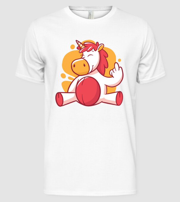 Unicorn arată degetul model alb pe tricou