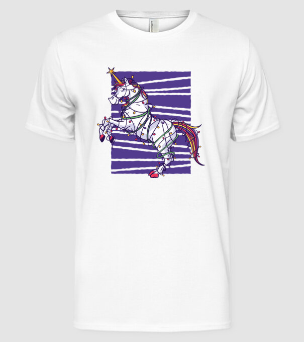 Unicorn pom de Crăciun model alb pe tricou