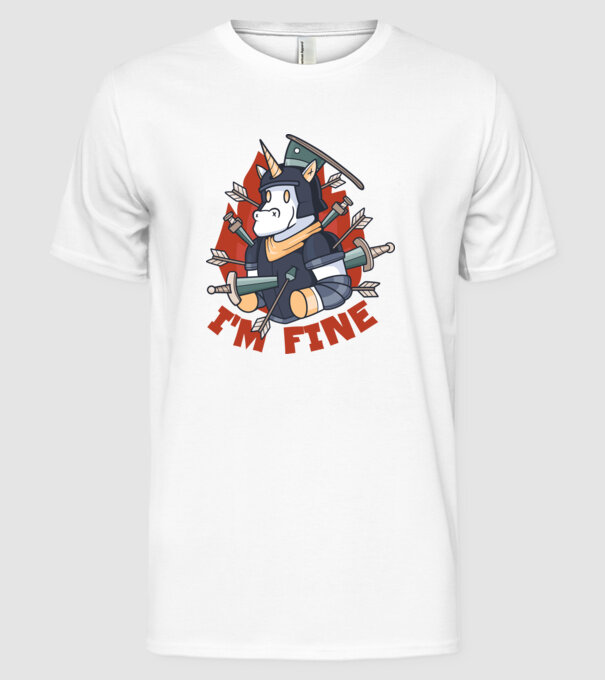 Cavaler Unicorn model alb pe tricou